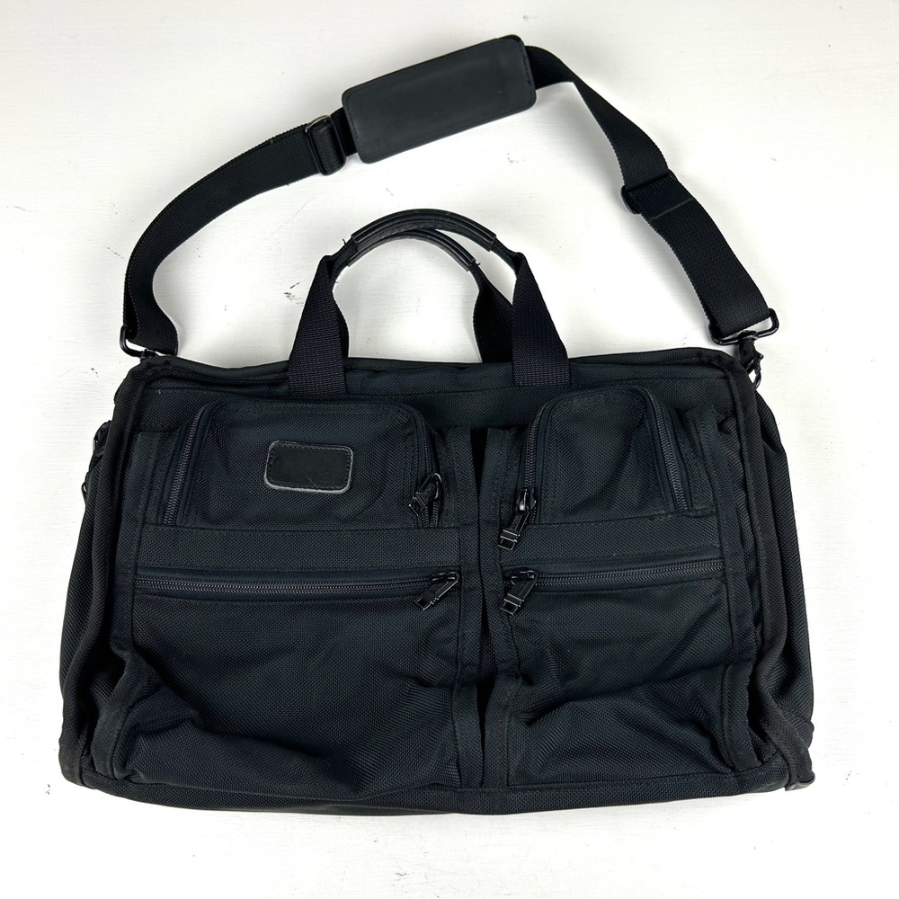 TUMI Briefcase Messenger Laptop Bag Ballistic Nylon Black Shoulder Strap